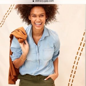 NWT Relaxed Chambray Classic Shirt for Women-XL